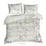 Pościel satynowa 140x200 SPRING 82 beżowa z wzorem ciemnoturkusowych liści z kolekcji Classic - 6