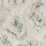 Pościel satynowa 140x200 SPRING 82 beżowa z wzorem ciemnoturkusowych liści z kolekcji Classic - 2