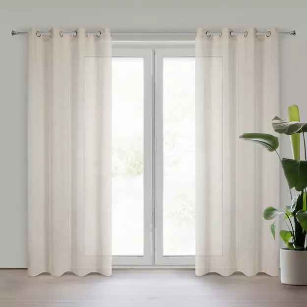 Zasłona na przelotkach 140x250 ANGELICA beżowa z etaminy z wzorem deszczyku