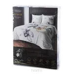 Pościel z makosatyny 160x200 DARIA Eva Minge biała szara wzór botaniczny Premium - 6