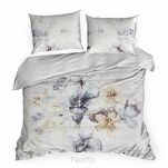 Pościel z makosatyny 160x200 DARIA Eva Minge biała szara wzór botaniczny Premium - 5