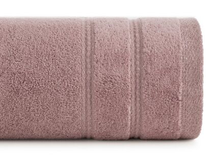 Ręcznik bawełniany 70x140 GLORY 4 liliowy z minimalistyczną bordiurą przeszywaną srebrną nicią