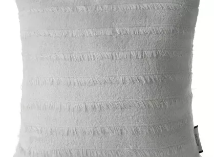 Poszewka jednokolorowa 40x40 EMI srebrna miła w dotyku z wzorem w paski