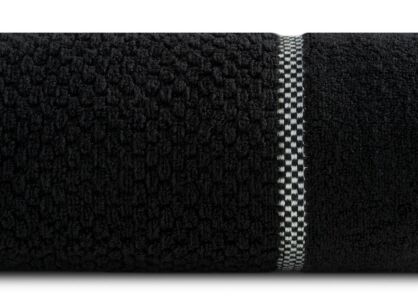Ręcznik bawełniany 70x140 CALEB czarny o delikatnym wzorze krateczki i kontrastową bordiurą