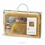 Narzuta welwetowa 200x220 DIMON miodowa pikowana w geometryczny wzór - 2