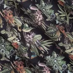 Zasłona na przelotkach 140x250 BECKY welwetowa czarna z zielonym nadrukiem botanicznym - 7