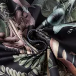 Zasłona na przelotkach 140x250 BECKY welwetowa czarna z zielonym nadrukiem botanicznym - 9
