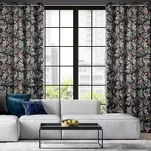 Zasłona na przelotkach 140x250 BECKY welwetowa czarna z zielonym nadrukiem botanicznym - 12