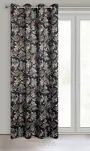 Zasłona na przelotkach 140x250 BECKY welwetowa czarna z zielonym nadrukiem botanicznym - 6