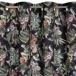 Zasłona na przelotkach 140x250 BECKY welwetowa czarna z zielonym nadrukiem botanicznym - 4