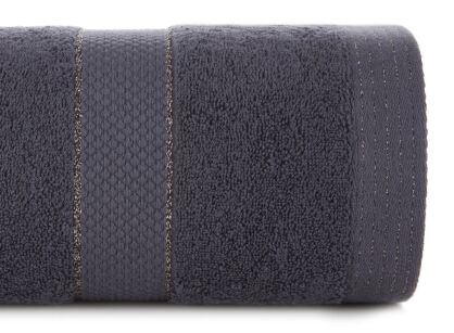 Ręcznik bawełniany 50x90 BARI grafitowy z bordiurą z metaliczną nicią