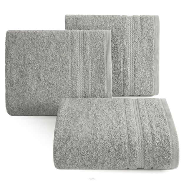 Ręcznik 50x90 ELMA srebrny z delikatną żakardową bordiurą w tonacji ręcznika