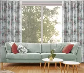 Zasłona na przelotkach 140x250 MARISA zielona różowa z kwiatowym nadrukiem - 8