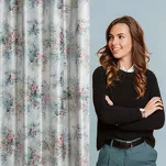 Zasłona na przelotkach 140x250 MARISA zielona różowa z kwiatowym nadrukiem - 9