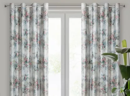 Zasłona na przelotkach 140x250 MARISA zielona różowa z kwiatowym nadrukiem