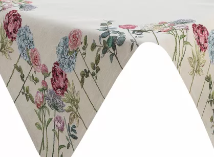 Nakładka gobelinowa 100x100 1242 naturalna z wzorem kwiatów