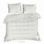 Pościel satynowa 160x200 VERA jednokolorowa gładka biała w prążki - 6