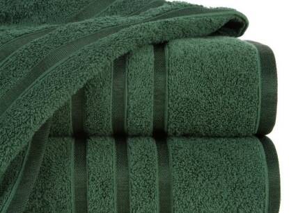 Ręcznik bawełniany 50x90 MADI ciemna zieleń z błyszczącą bordiurą w pasy