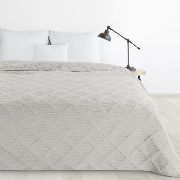 Narzuta 200x220 ALARA 5 srebrna pikowana z mikrofibry wzór rombów