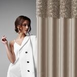 Zasłona na przelotkach 140x250 ROSES 13 Eva Minge welwetowa ciemny beż aplikacja róż 3D - 8