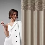 Zasłona na przelotkach 140x250 ROSES 13 Eva Minge welwetowa ciemny beż aplikacja róż 3D - 8