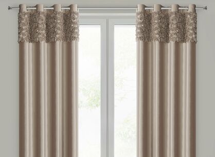 Zasłona na przelotkach 140x250 ROSES 13 Eva Minge welwetowa ciemny beż aplikacja róż 3D