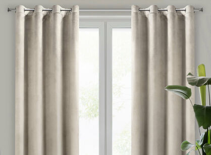 Zasłona na przelotkach 140x250 MELANIE welwetowa beżowa o aksamitnej strukturze