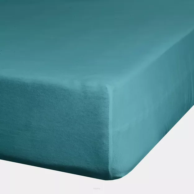 Prześcieradło z satyny bawełnianej z gumką NOVA 3 turkusowe 140x200