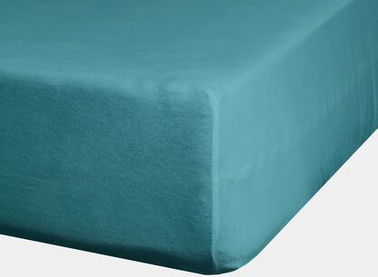 Prześcieradło z satyny bawełnianej z gumką NOVA 3 turkusowe 140x200