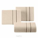 Ręcznik 70x140 SUZI beżowy z kontrastującą stebnowaną bordiurą w delikatne paseczki 500 g/m2 - 4