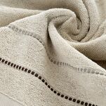 Ręcznik 70x140 SUZI beżowy z kontrastującą stebnowaną bordiurą w delikatne paseczki 500 g/m2 - 3