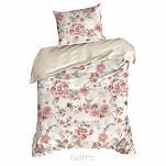 Pościel satynowa 220x200 SPRING 42 beżowa w pudrowy wzór kwiatów - 4