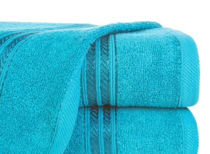 Ręcznik bawełniany 50x90 LORI jasny turkus z delikatną bordiurą z błyszczącą nicią 