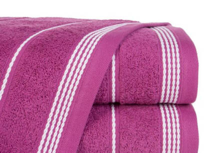 Ręcznik bawełniany 50x90 MIRA bordowy zdobiony bordiurą w pasy