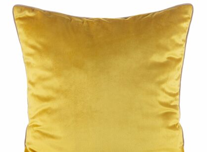 Poszewka welwetowa 45x45 GAJA 2 jednokolorowa musztardowa obszyta lamówką