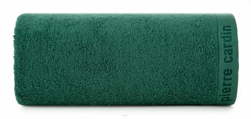 Ręcznik 70x140 EVI Pierre Cardin ciemna zieleń zdobiony bordiurą w kolorze Ręcznika z logo marki