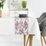 Obrus 140x260 z bieżnikiem 33x260 ANITA 4 biały z wzorem trawy pampasowej - 6