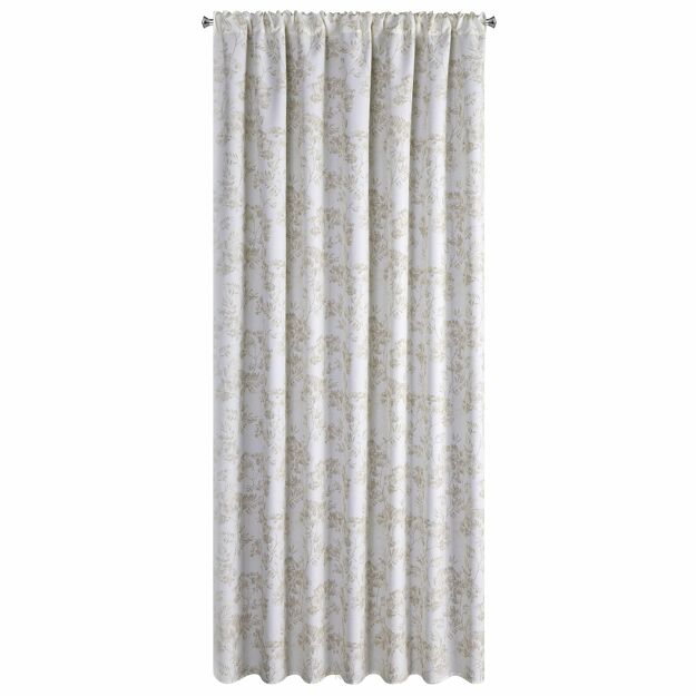 Zasłona na taras 155x200 GARDEN 12 kremowa w tunelu wodoodporna z motywem roślinnym