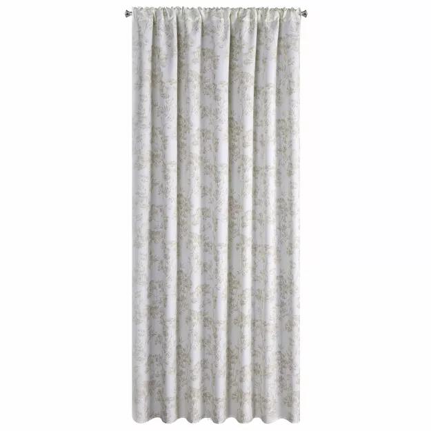 Zasłona na taras 155x200 GARDEN 12 kremowa w tunelu wodoodporna z motywem roślinnym