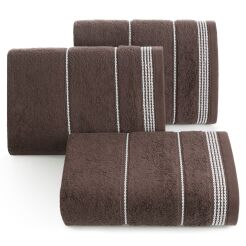 Ręcznik bawełniany 30x50 MIRA brązowy zdobiony bordiurą w pasy