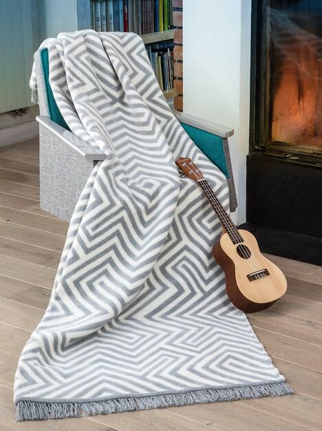 Koc bawełniany 150x200 1008-2 popielaty z frędzlami