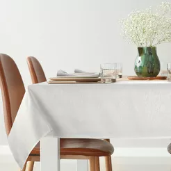 Obrus 140x220 ALISA biały zdobiony złotą nicią