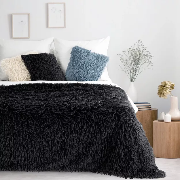 Koc futrzany 130x270 ADORE czarny