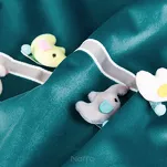 Zasłona na przelotkach 140x250 KIDS 1 ciemny turkus zdobiona taśmą dekoracyjną w wiszące słoniki - 3