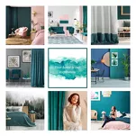 Zasłona na przelotkach 140x250 KIDS 1 ciemny turkus zdobiona taśmą dekoracyjną w wiszące słoniki - 9