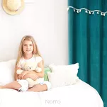 Zasłona na przelotkach 140x250 KIDS 1 ciemny turkus zdobiona taśmą dekoracyjną w wiszące słoniki - 10