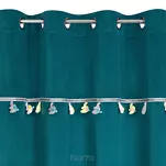 Zasłona na przelotkach 140x250 KIDS 1 ciemny turkus zdobiona taśmą dekoracyjną w wiszące słoniki - 4