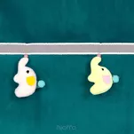 Zasłona na przelotkach 140x250 KIDS 1 ciemny turkus zdobiona taśmą dekoracyjną w wiszące słoniki - 2