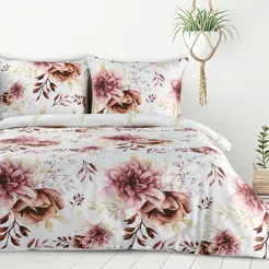 Pościel bawełniana 160x200 LEA 11 biała wyrazisty wzór kwiatowy dwustronna Design 91