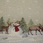 Bieżnik świąteczny 40x100 1314 gobelinowy naturalny z wzorem zimowej scenerii - 4